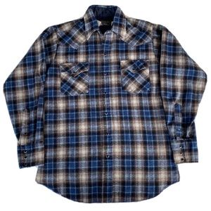 Vintage Panhandle Slim Long Sleeve Pearl Snap Western Shirt Mens Medium USA Made